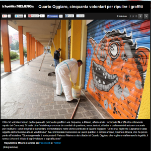 Quarto Oggiaro cinquanta volontari per ripulire i graffiti 
